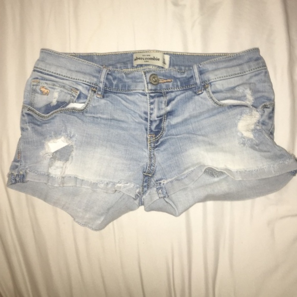 Light blue distressed Abercrombie short shorts